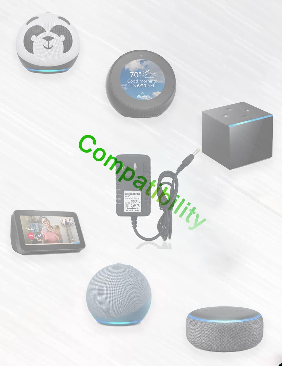 Cable de alimentación de repuesto para altavoz Alexa Dot 4 generación3 generación5 generación 2022, Show 5 2 generación 2021, adaptador de cargador
