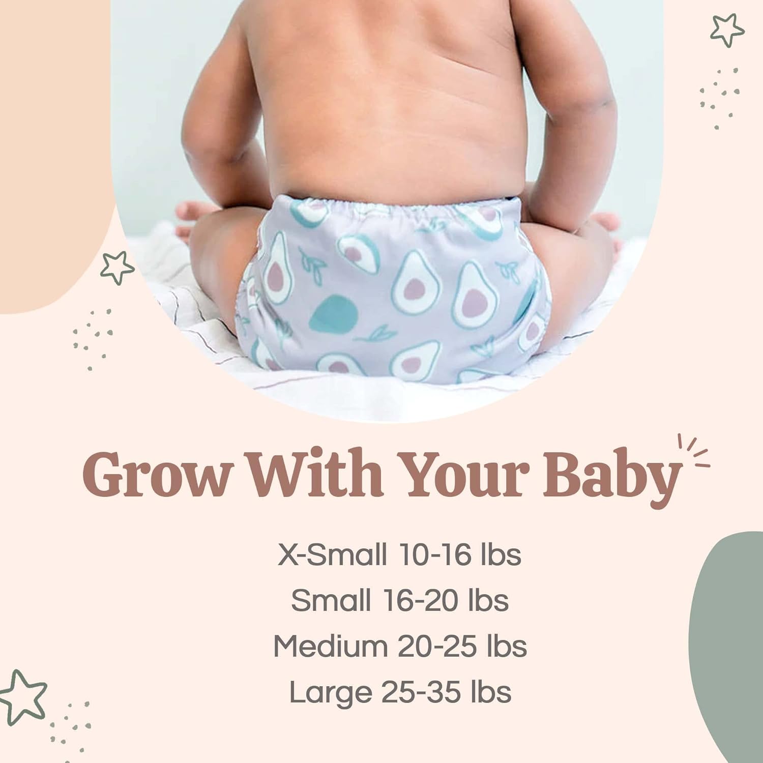 LA PETITE OURSE 4 pañales impresos de tela a presión de tamaño único con 8 inserciones de bambú de 4 capas + 1 bolsa húmeda gratis, para bebés que
