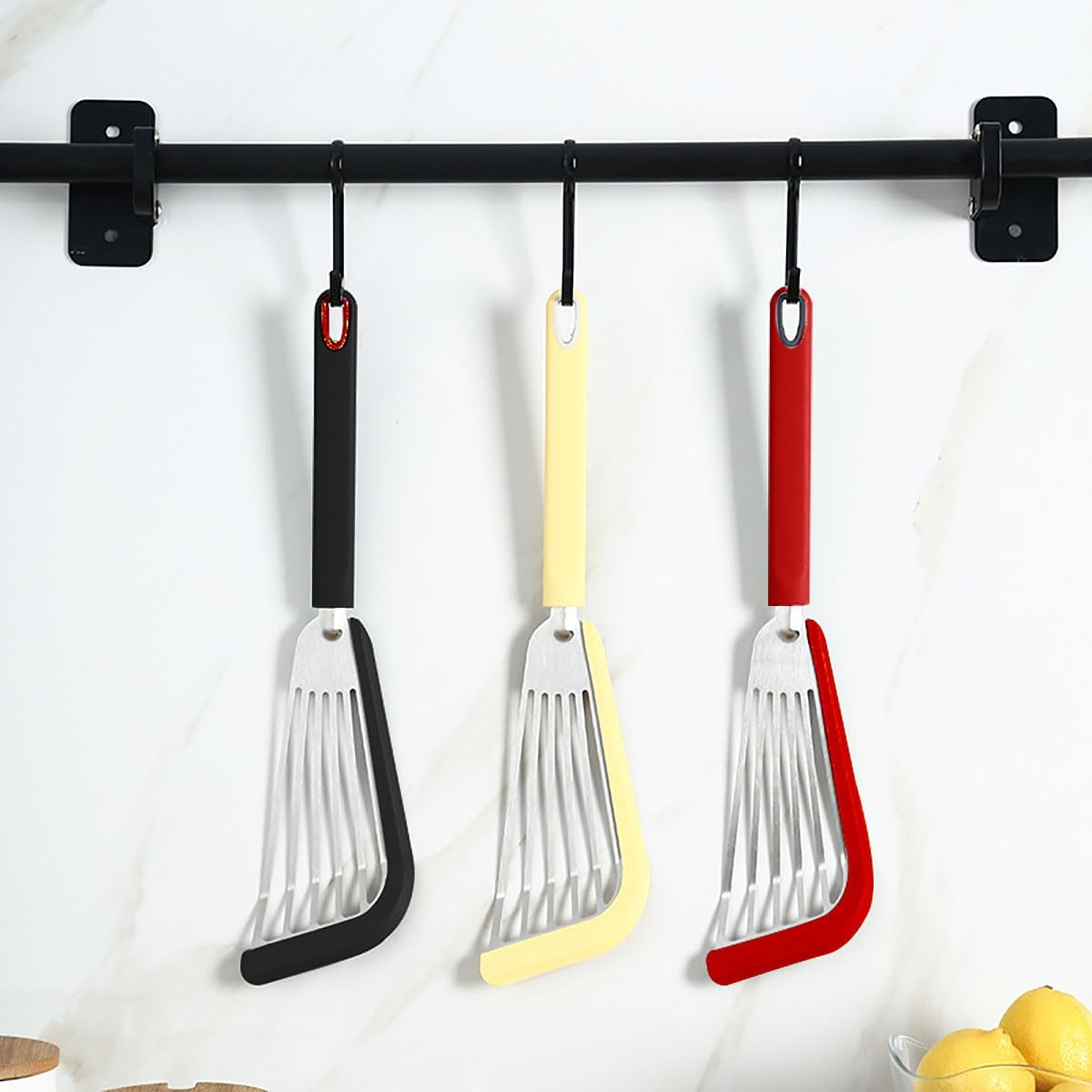 2 espátulas de pescado, espátula ranurada para peces, espátulas de silicona para utensilios de cocina antiadherentes, espátula ranurada resistente