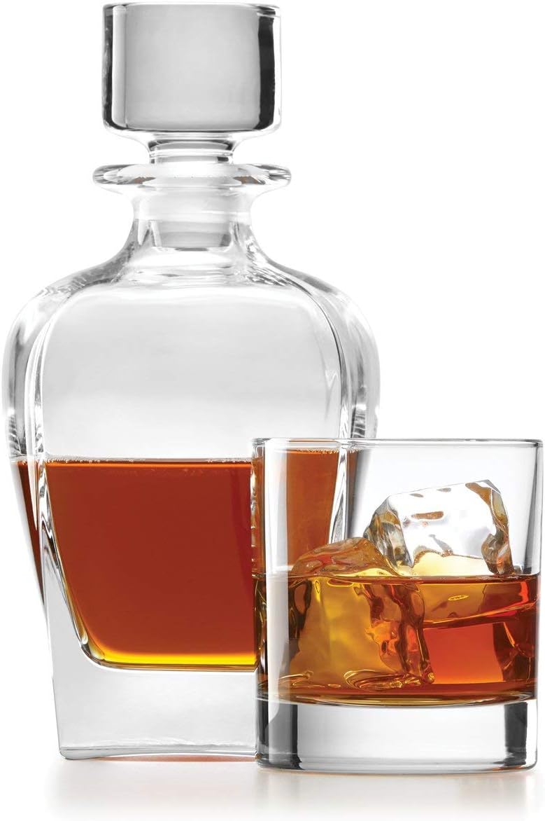 Lenox Tuscany Classics – Juego de decantador de whisky personalizado, decantador de cristal grabado personalizado y vasos con grabado de corona