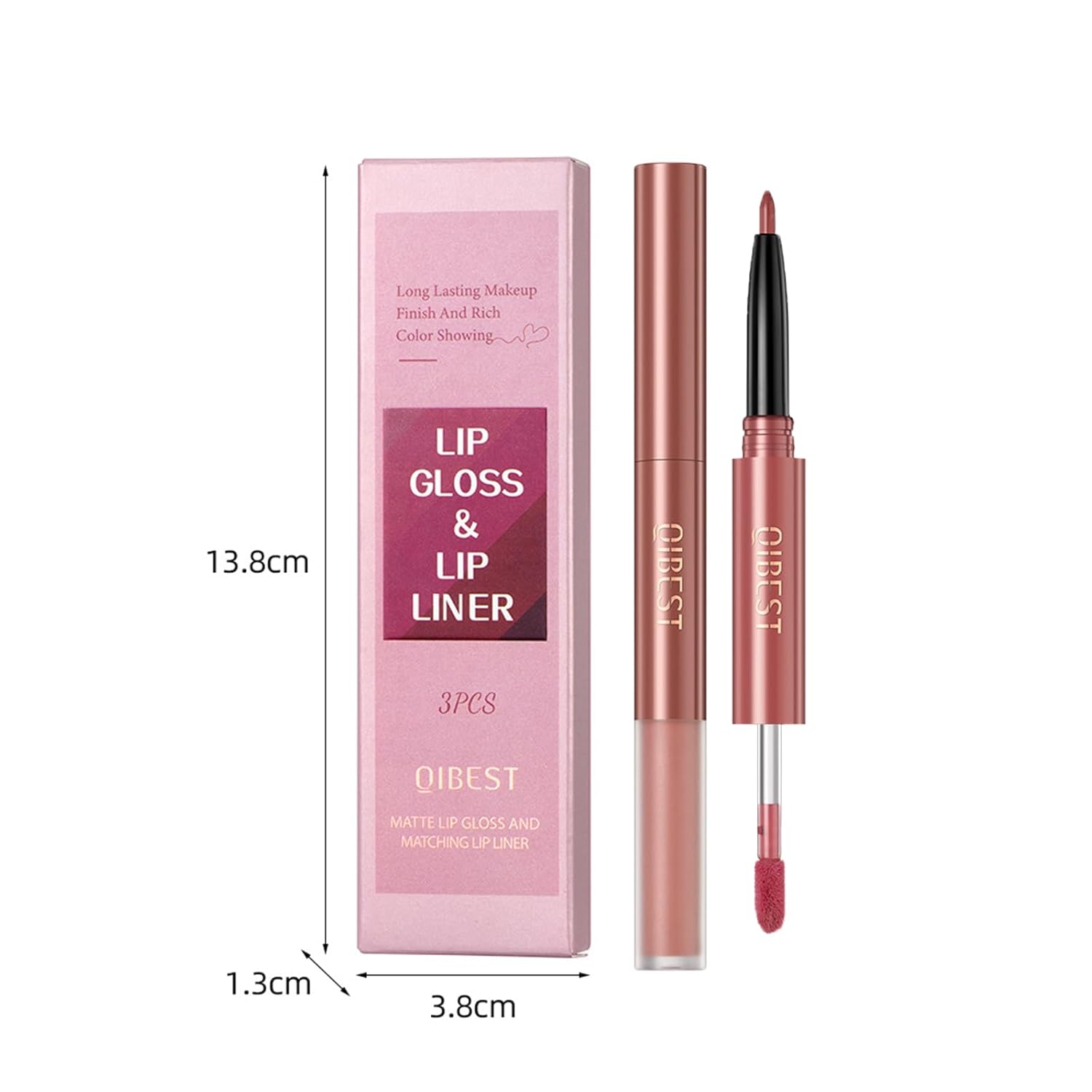 Juego de 3 delineadores de labios y lápiz labial, kit de lápiz labial mate con delineador de labios, lápiz labial líquido mate, impermeable, lápiz