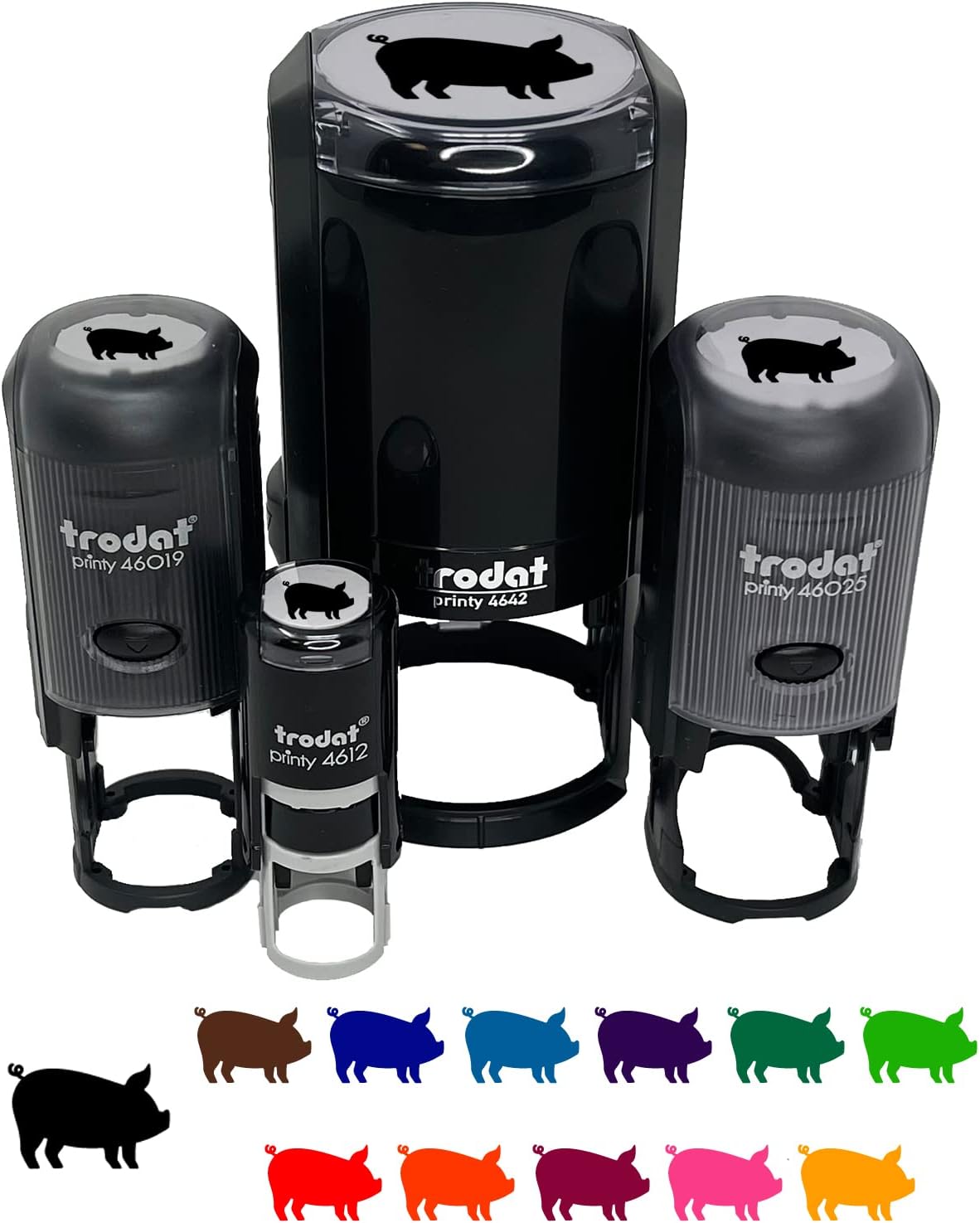 Pig Sideview – Sello de goma autoentintado de animales de granja para sellar planificadores de manualidades, mini de 12 pulgada, tinta negra