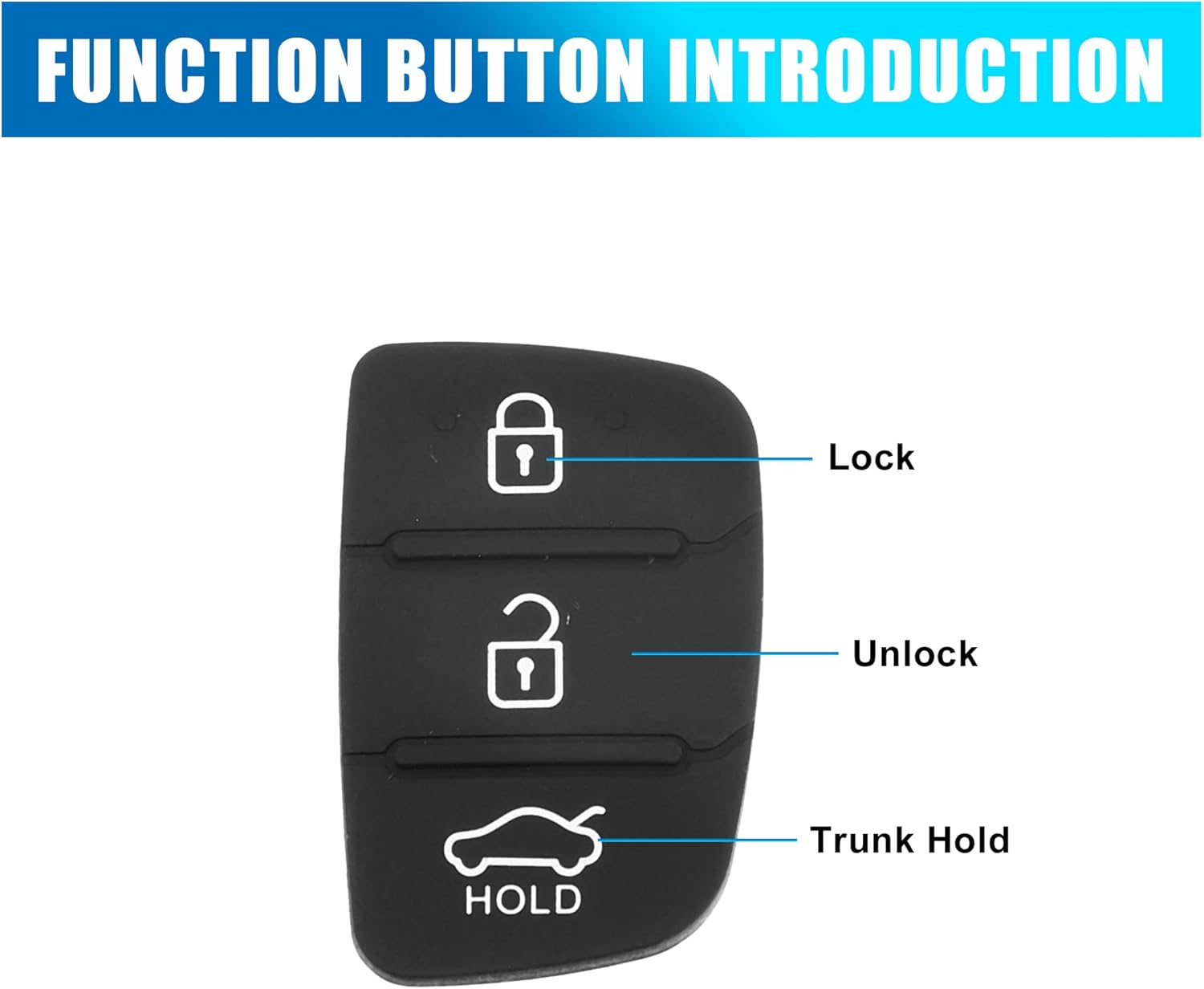 X AUTOHAUX Funda de goma para mando a distancia de automóvil de 3 botones para Hyundai