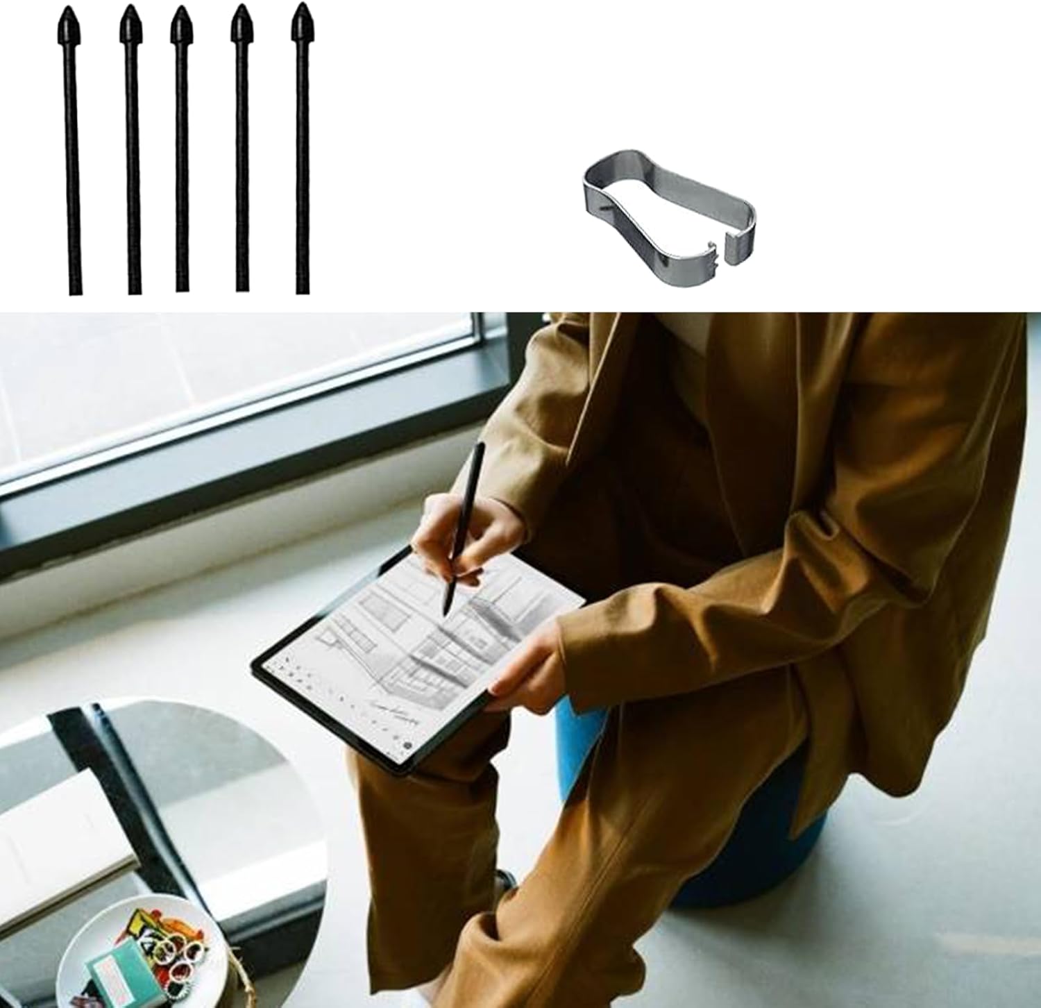 Paquete de 5 puntas negras de repuesto para bolígrafo Tab S7S7+ S compatibles con Samsung Galaxy Tab S7S7 Plus S Pen Tips de repuesto + 1 pinza