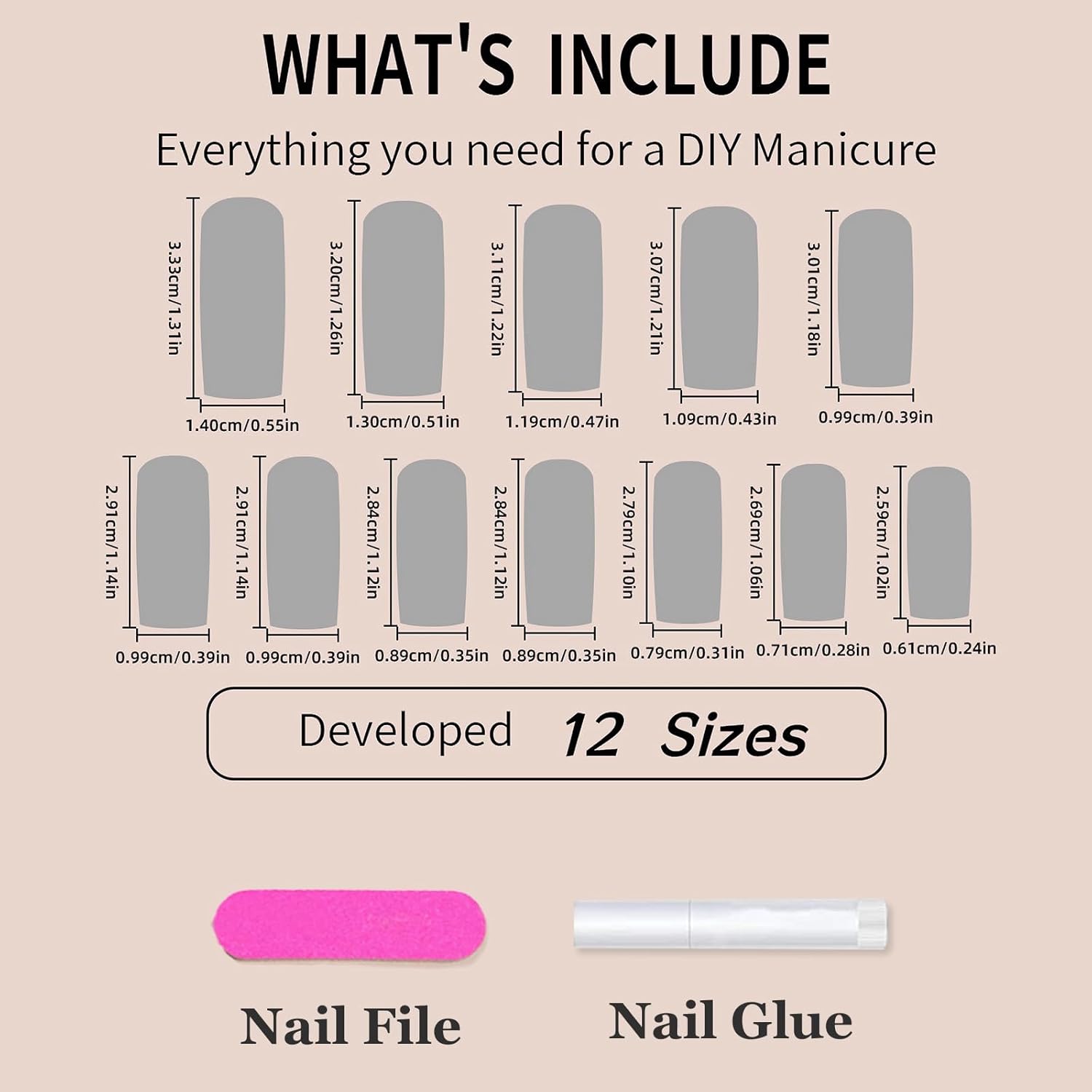 MISUD 24 uñas largas cuadradas a presión, uñas postizas Squoval, uñas postizas brillantes con pegamento en uñas rosadas de punta francesa, uñas