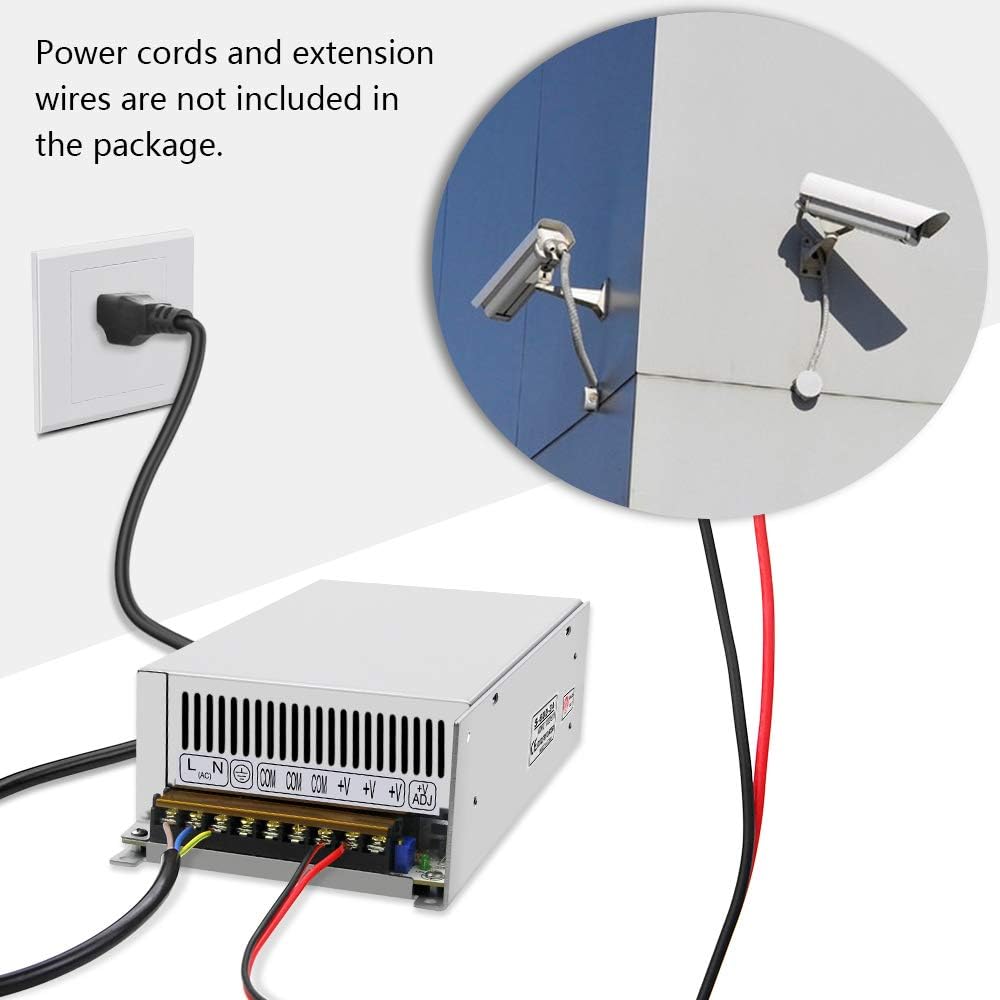 SHNITPWR Fuente de alimentación de 12 V 40 A 480 W Interruptor regulado Transformador de potencia AC 110V 220V a DC 12 voltios 40amp 38A 35A 32A 30A