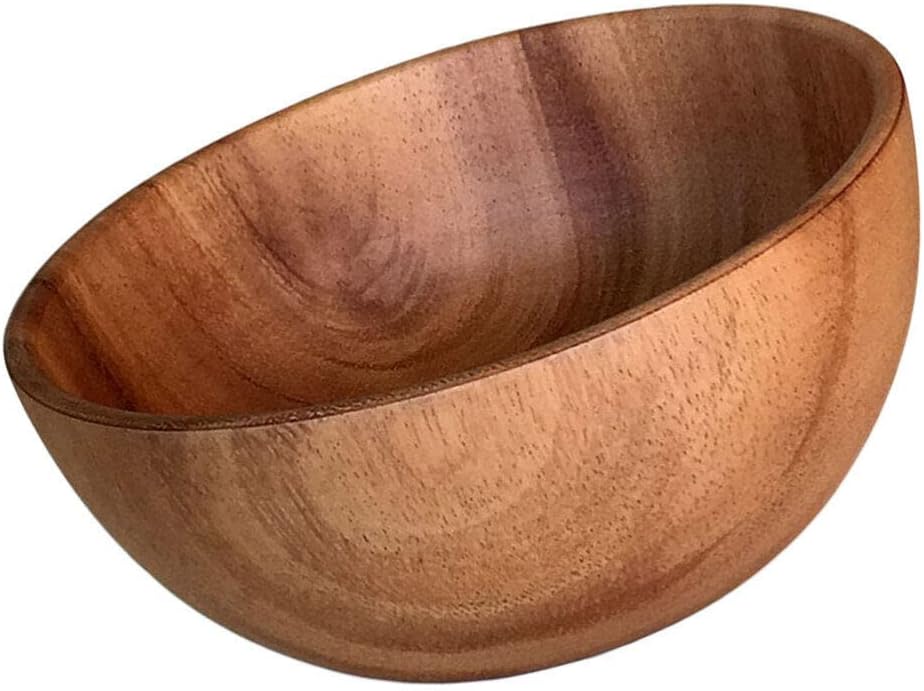 STOBOK Ensaladera de madera para servir aperitivos de madera, recipiente redondo para ensalada para alimentos, frutas, ensaladas y decoración de