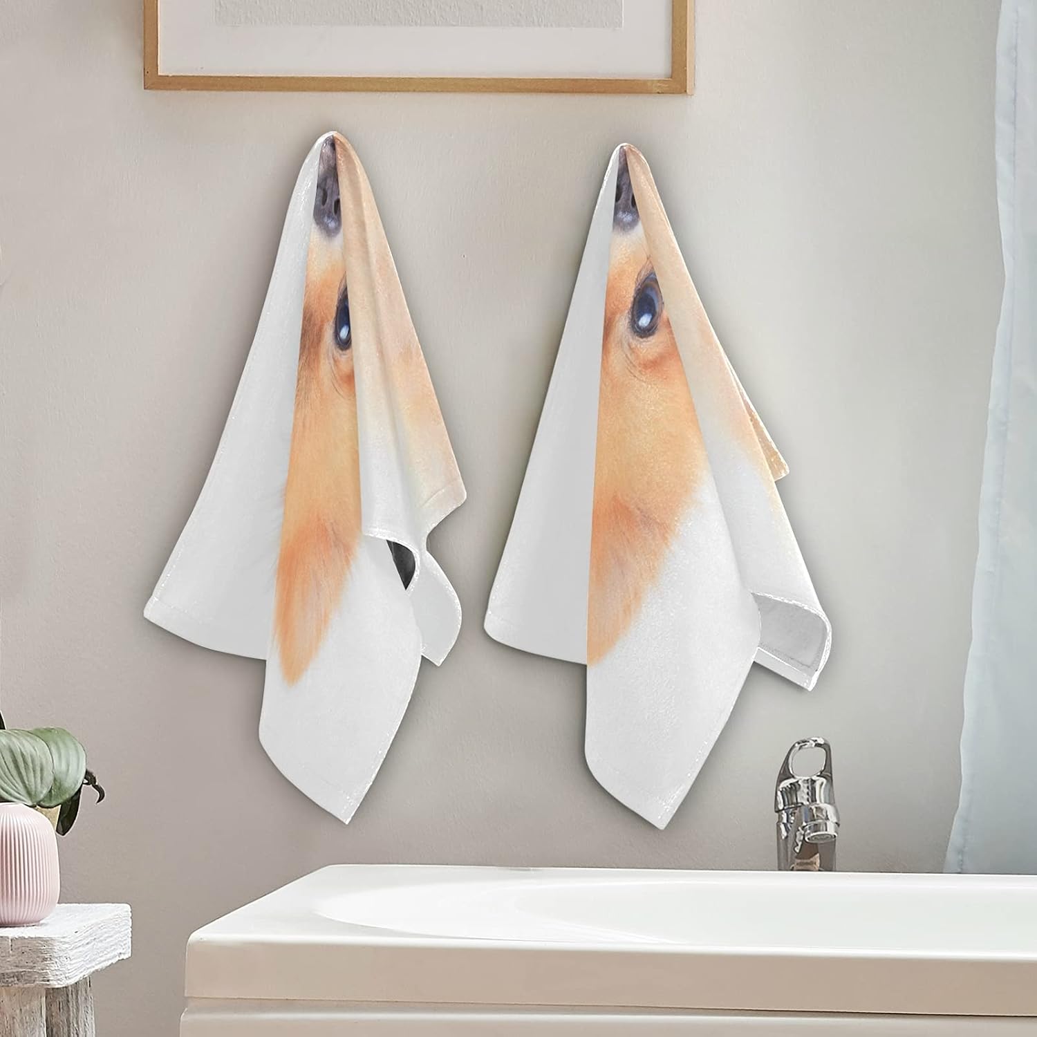 ALAZA Juego de 2 toallas de mano para perro, suaves, absorbentes, decorativas, para baño, gimnasio, hotel, spa, 28 x 14 pulgadas
