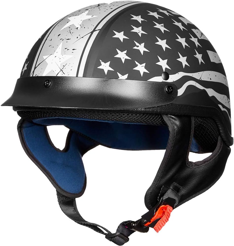 ILM Casco de media cara para motocicleta, aprobado por DOT, modelo ILM-205