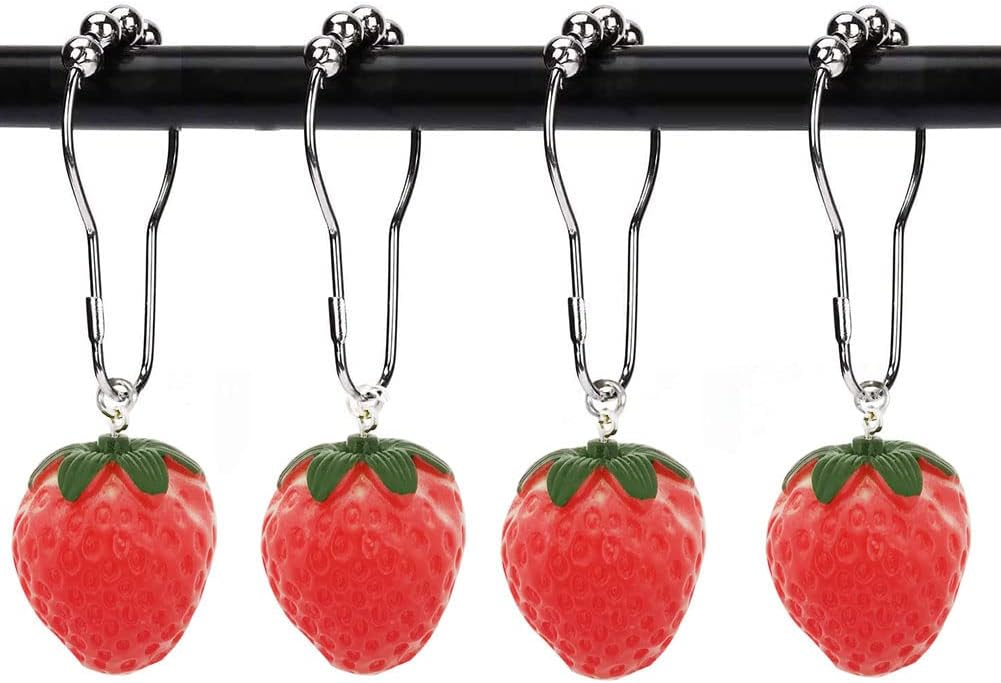 Juego de 12 ganchos decorativos de acero inoxidable de acero inoxidable, ganchos decorativos para cortina de ducha de baño, anillos de ducha con