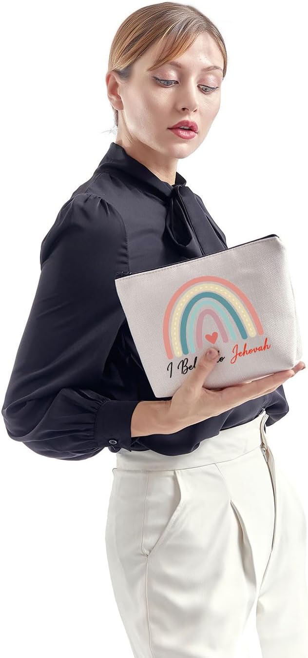 ZJXHPO Bolsa de cosméticos para testigos de Jehová Kit de supervivencia JW Pioneer I Belong To Jehová Bolsa de maquillaje con cremallera Testigos de