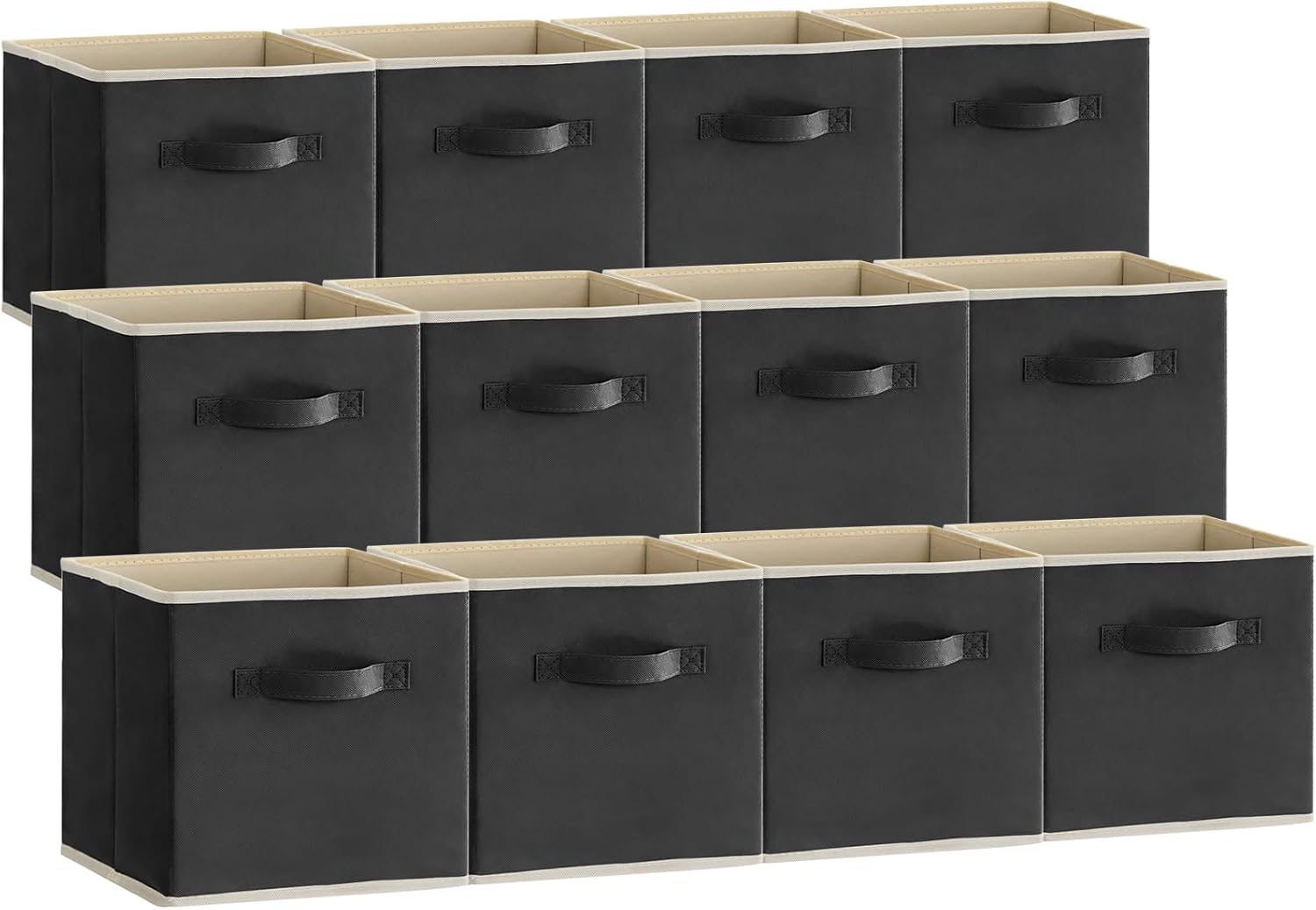 Lifewit Paquete de 12 cubos de almacenamiento, cubos de almacenamiento de 11 pulgadas, canastas de almacenamiento plegables de tela decorativa para