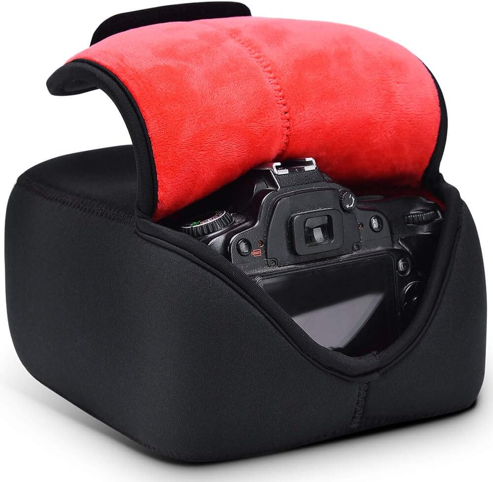 CADeN Funda para cámara DSLR SLR con protección de neopreno, compatible con Nikon, Canon, Pentax, Sony, etc. (grande, negro)