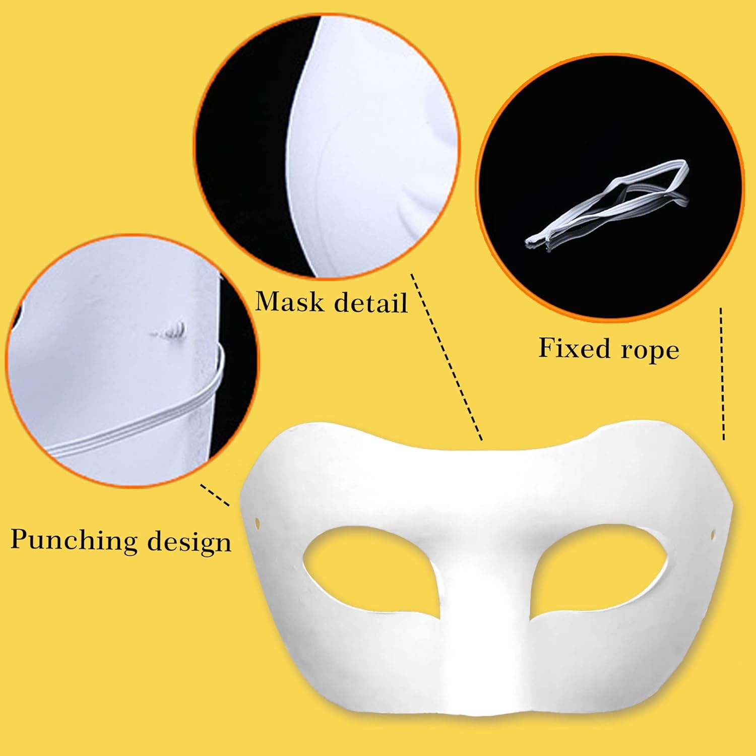 PARAOR 16 máscaras blancas para mascarada, máscaras de papel pintables, máscaras blancas de media cara para Mardi Gras, cosplay, baile de máscaras,
