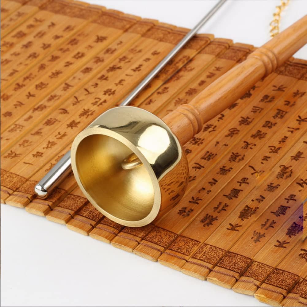 Campana de mano tibetana, campanas de meditación y oración Budismo Mango de madera Campana de mano de latón Campana de meditación Cantar Cantar