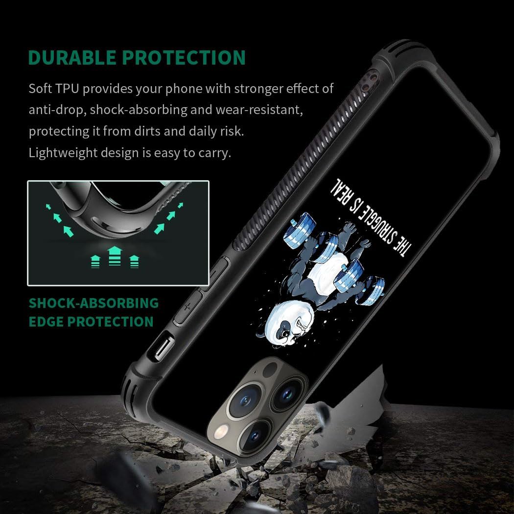 CARLOCA Funda compatible con iPhone 15 Pro Max, funda con diseño de panda On Swole para iPhone 15 Pro Max, ultra protección, a prueba de golpes, de