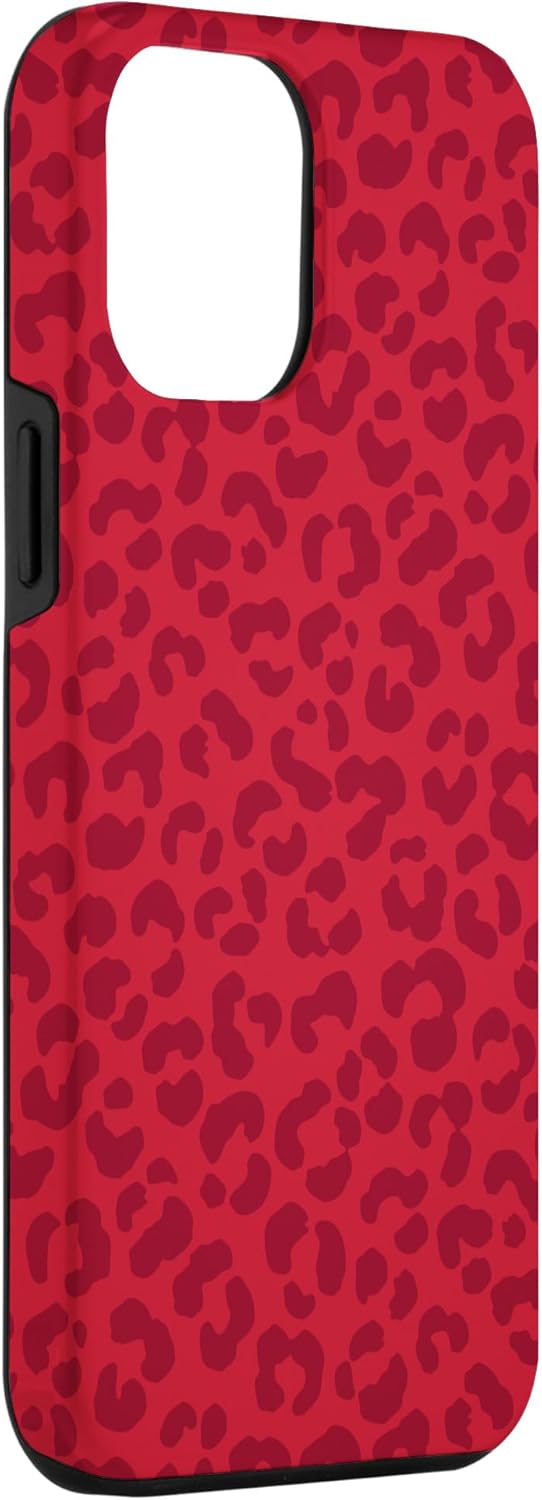 Carcasa para iPhone 14 Pro Max con estampado de leopardo, guepardo y animal, color rojo claro