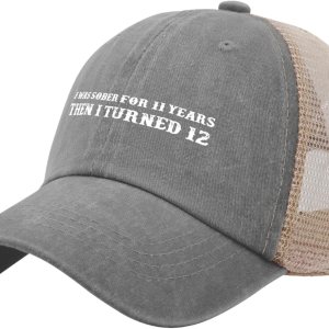 Sombrero de papá con texto en inglés “I was sober for 11 Years Then I Turned 12”, sombrero de camionero para mujer, divertido sombrero de malla para Sombrero de papá con texto en inglés “I was sober for 11 Years Then I Turned 12”, sombrero de camionero para mujer, divertido sombrero de malla para