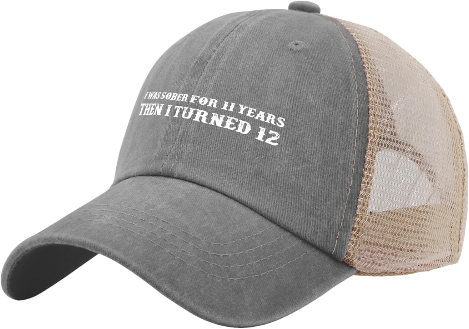 Sombrero de papá con texto en inglés “I was sober for 11 Years Then I Turned 12”, sombrero de camionero para mujer, divertido sombrero de malla para