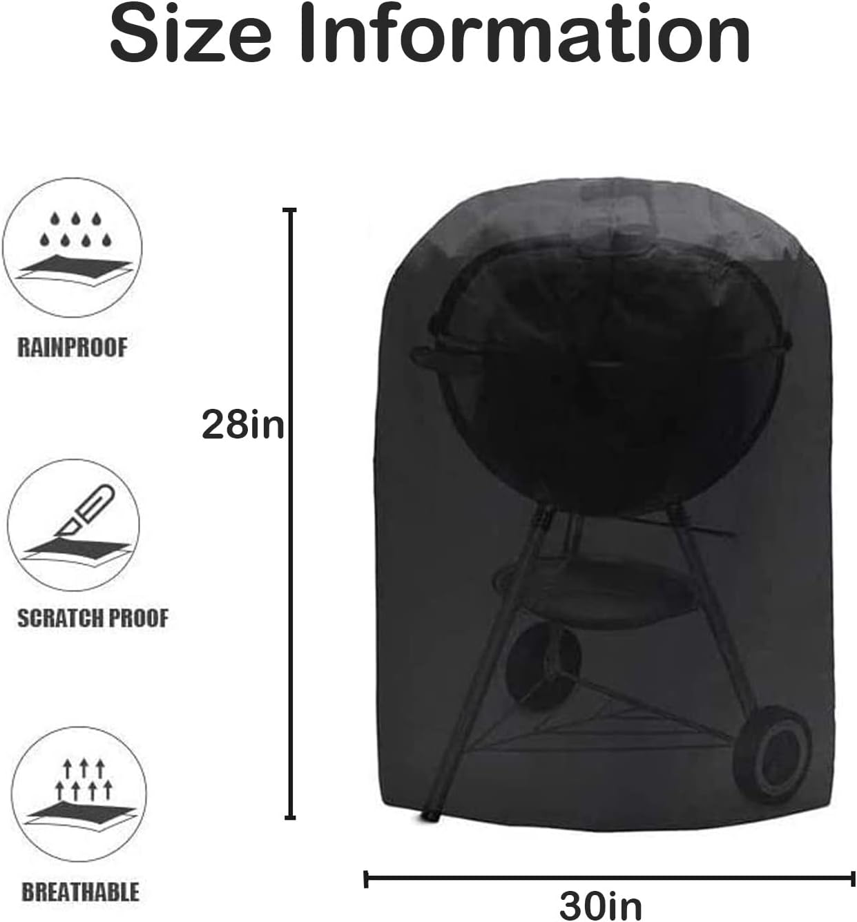 Cubierta de parrilla de carbón, cubierta de parrilla de barbacoa para hervidor de carbón Weber, cubierta de ahumador impermeable resistente para