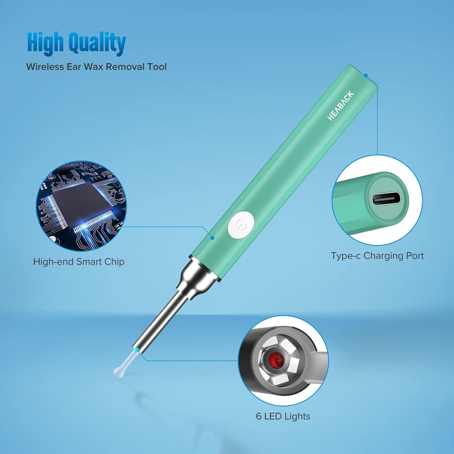 Ear Wax Removal Tool, Smart Ear Cleaner, Ear Camera Scope with Light Smartphone Ear HD Video Otoscope Wax Cleaner Works with Apple iOS iPhone,