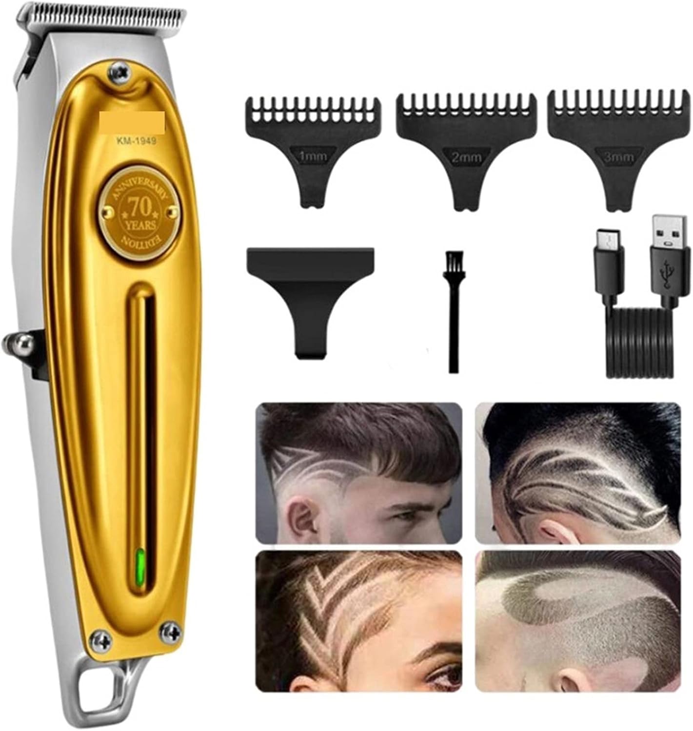 Recortadora de pelo profesional combo eléctrico inalámbrico recortadora barbero barba, máquina de cortar el cabello, kit de oro, cuidado y peinado
