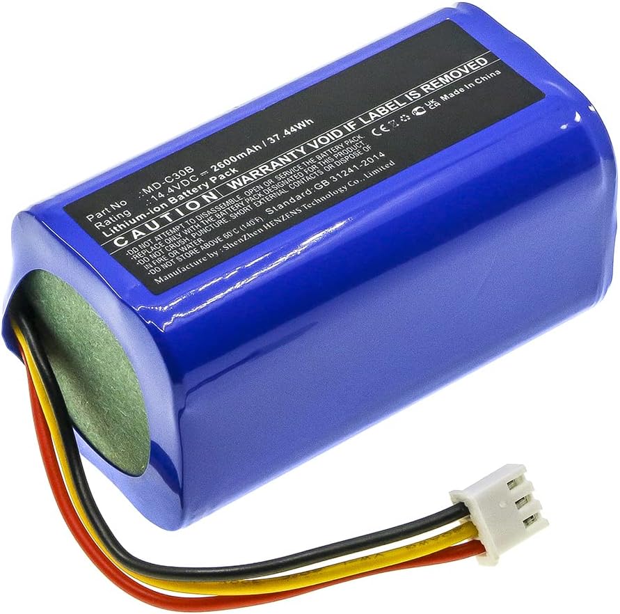 Synergy Digital Batería de aspiradora, compatible con Blaupunkt D071-INR-CH-4S1P aspiradora (iones de litio, 14.4 V, 2600 mAh) ultra alta capacidad,