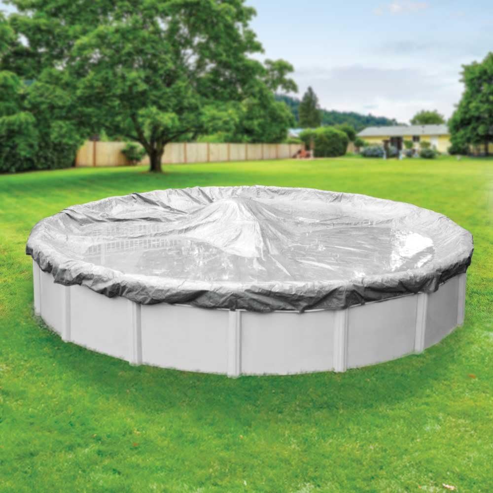 Robelle Dura-Guard Silver 5524-4ROB – Cubierta de piscina para el invierno, 24 pies, para piscinas colocadas sobre la superficie