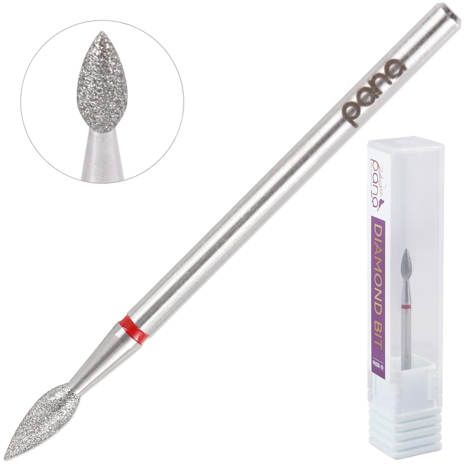 PANA Broca de diamante para uñas de 332 pulgadas (grano fino)  Brocas profesionales para uñas de gel acrílico, manicura seca y pedicura con forma de