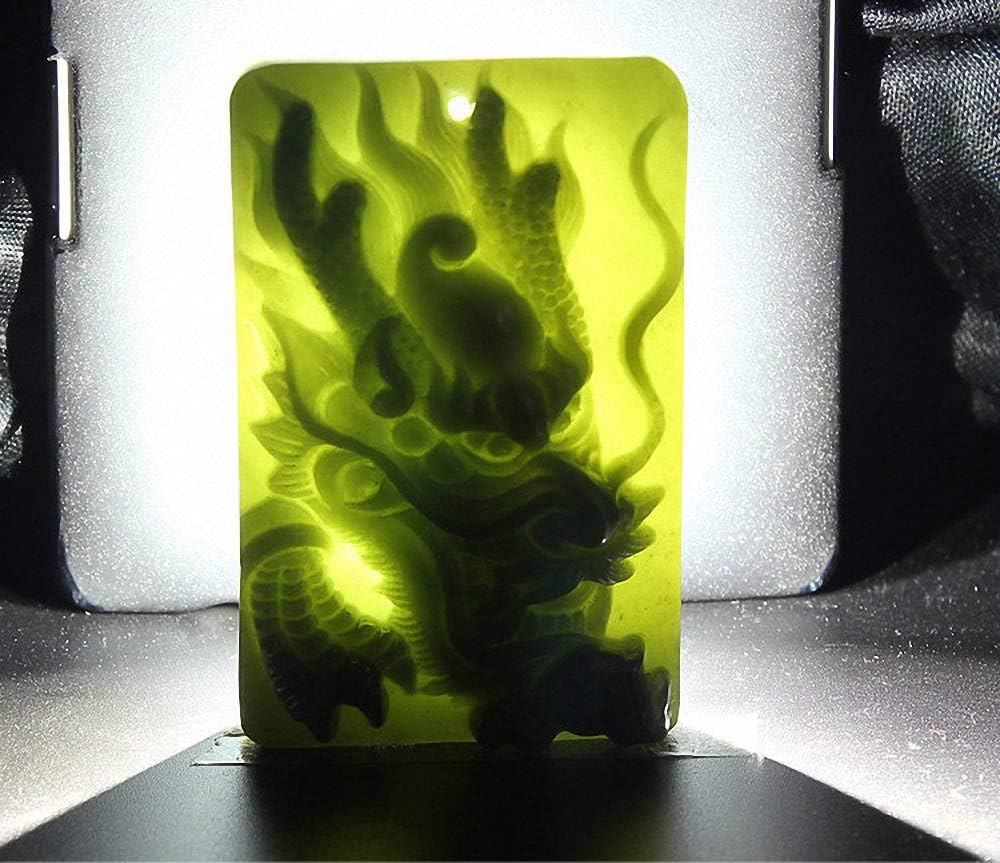 Amuleto colgante de nefrita de jade verde hetiano natural tallado Fengshui zodiaco dragón bestia, Jade, no conocido