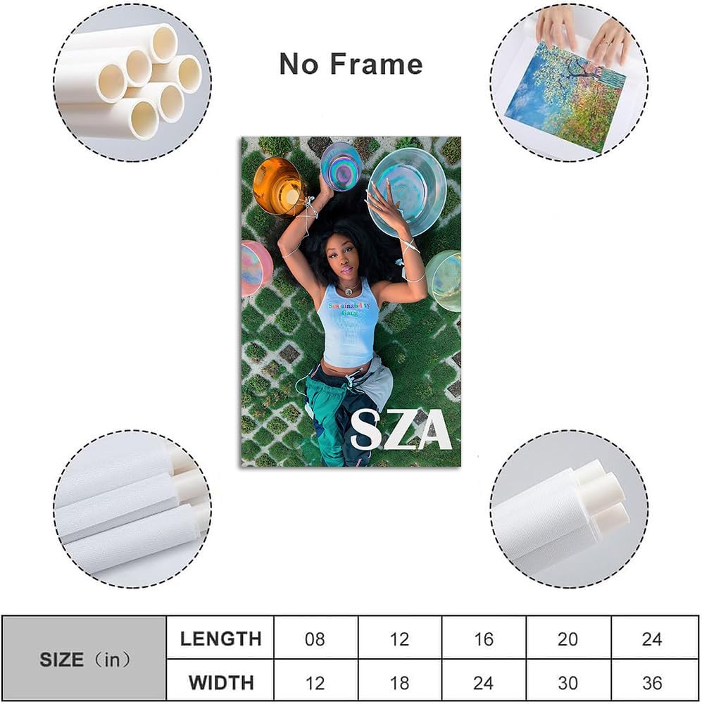 SZA – Póster musical con portada de álbum, impresión limitada de rapero, lienzo, arte de pared, estética, para adolescentes y niñas, decoración de