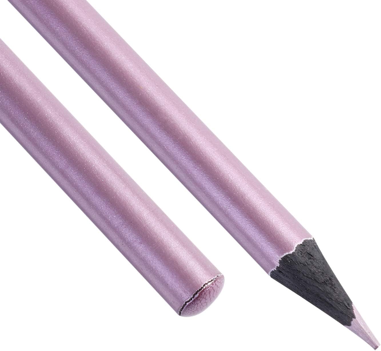 12 lápices de colores metálicos, 12 colores, no tóxicos, lápices de colores preafilados, lápices de dibujo de madera negra, kit de lápices de