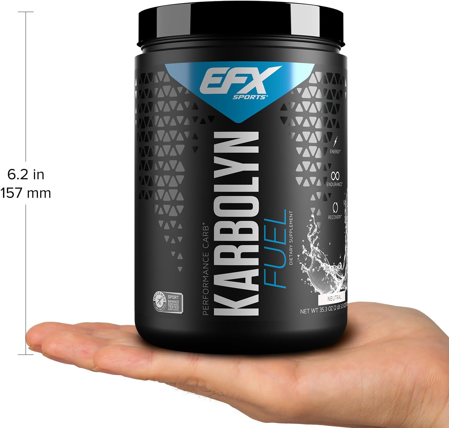 EFX Sports Karbolyn Fuel  Polvo de carbohidratos de absorción rápida  Carga de carbohidratos, energía sostenida, recuperación rápida  Sin