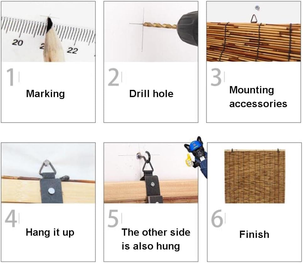 Persianas enrollables de bambú con filtro de luz para ventanas, persianas de ratán sin cordones, persianas retro para interiores y exteriores,