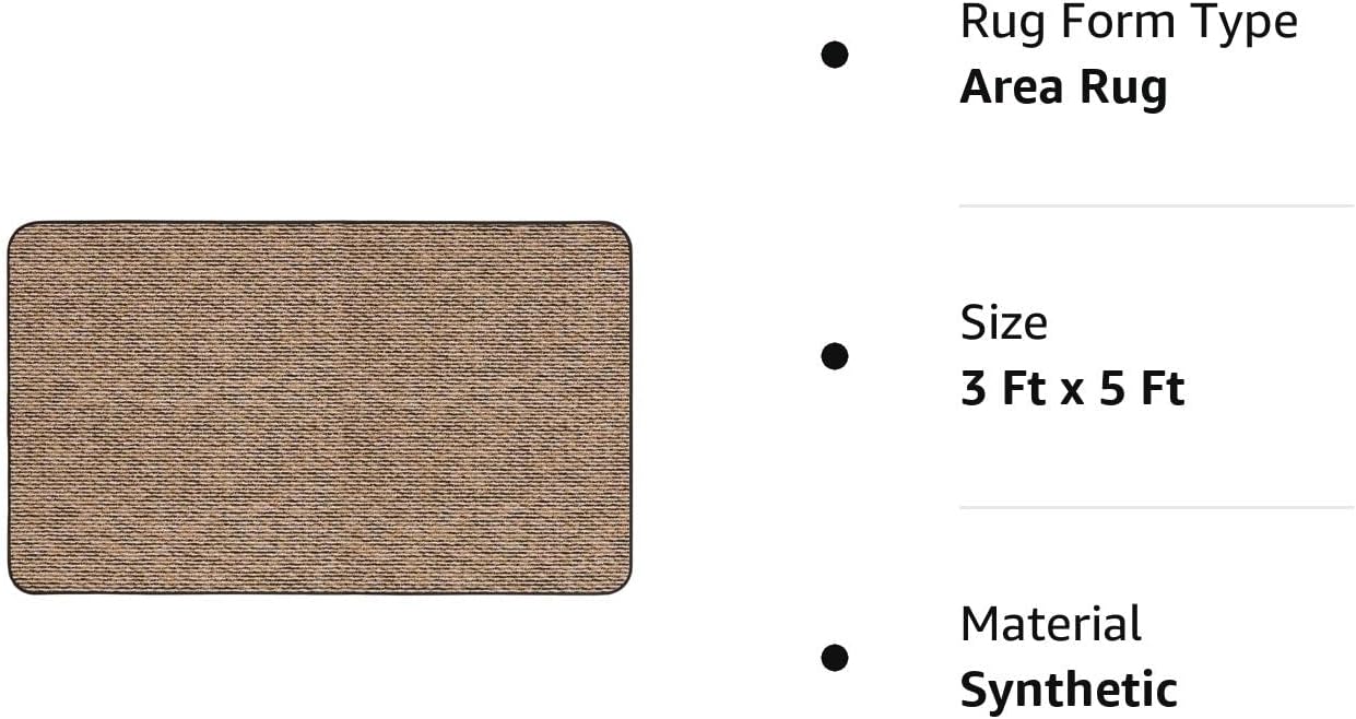 House, Home and More Alfombra antideslizante para interiores, alfombra ondulada, color negro, 3 pies x 5 pies
