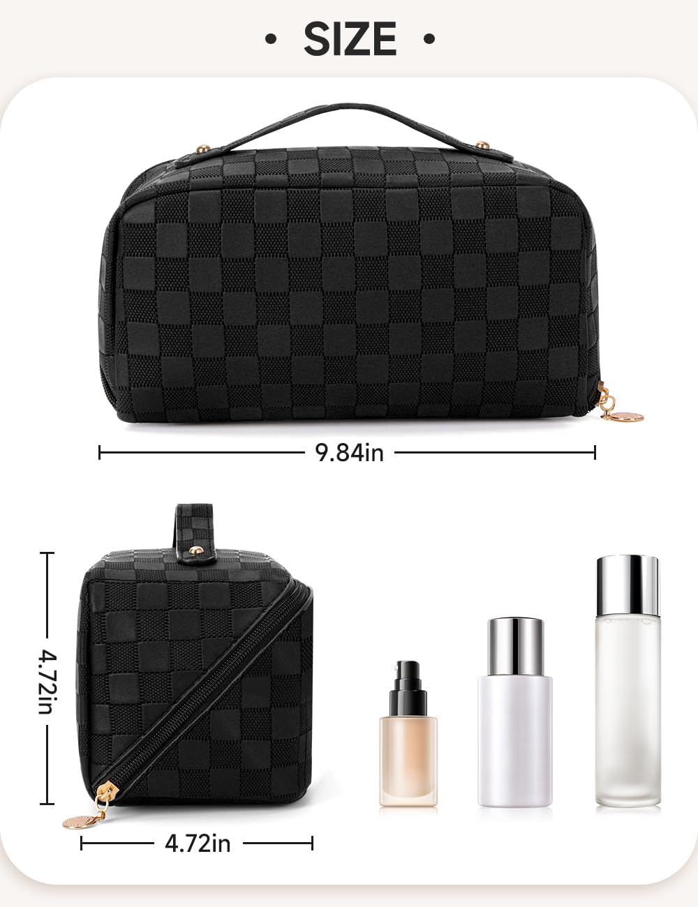 Bolsa de cosméticos de viaje de gran capacidad, bolsa de cosméticos plana para todo, bolsa de maquillaje grande para mujeres, bolsa portátil