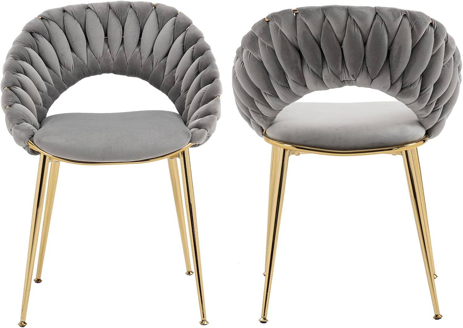 CALABASH Sillas de comedor modernas, sillas de comedor tapizadas de terciopelo de mediados de siglo, sillas auxiliares de ocio con patas de metal y