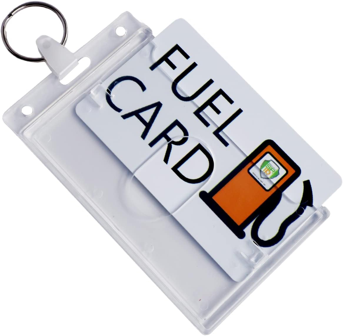 Soporte rígido para tarjetas de combustible con llavero, protector de tarjetas de plástico duro transparente para flotas, tarjetas de gas, autos de