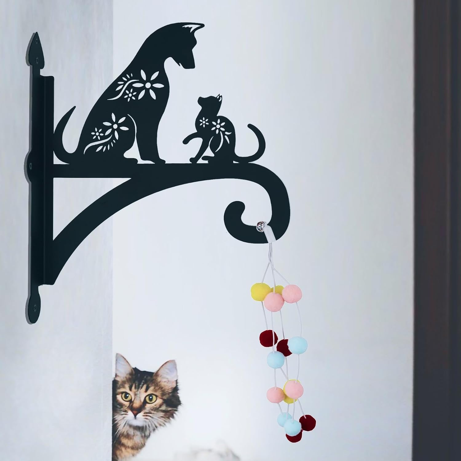 Perchas colgantes para plantas al aire libre, hierro resistente, diseño decorativo de gato y perro, soporte para plantas colgantes, gancho para