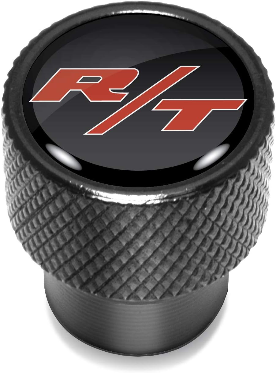 iPick Image Para Dodge RT Logo en negro sobre negro aluminio tapas de vástago de válvula de neumático