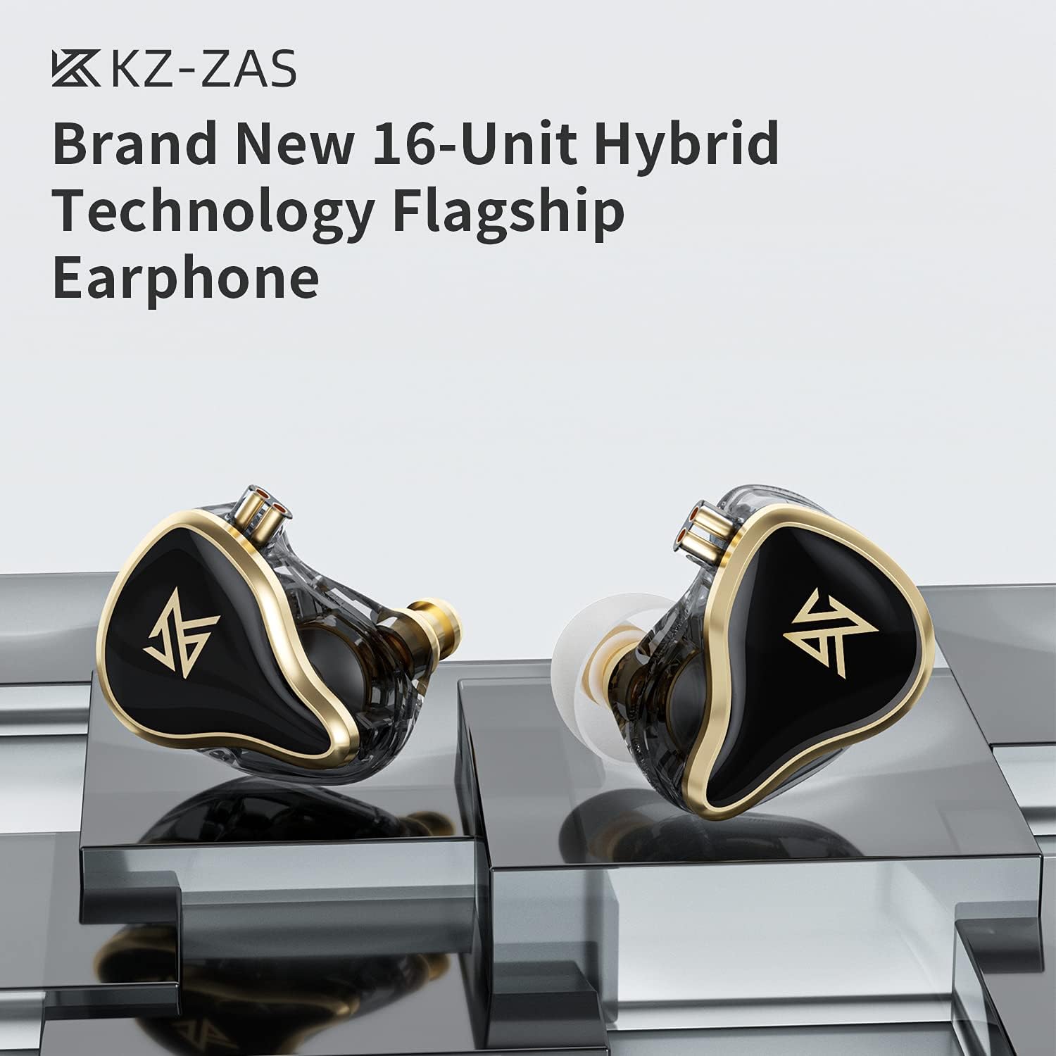 KZ ZAS 7BA+1DD IEM Auricular 16 unidades Tecnología Híbrida Flagship Auricular Monitor Auriculares HiFi Stereo Sound in Ear Monitor con cable