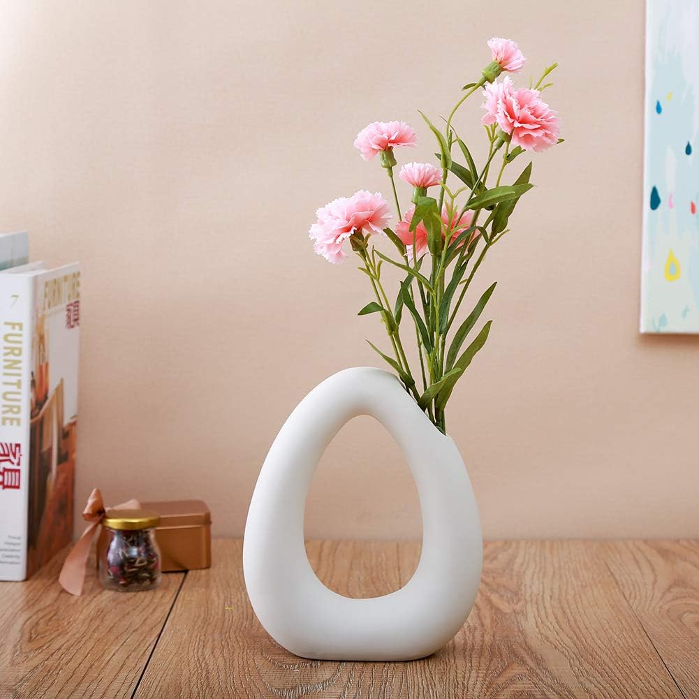 Anding – Jarrón de cerámica blanco, diseño mate, ideal para regalar flores a tus amigos y familia para boda, mesa jarrón, perfecto para decoración