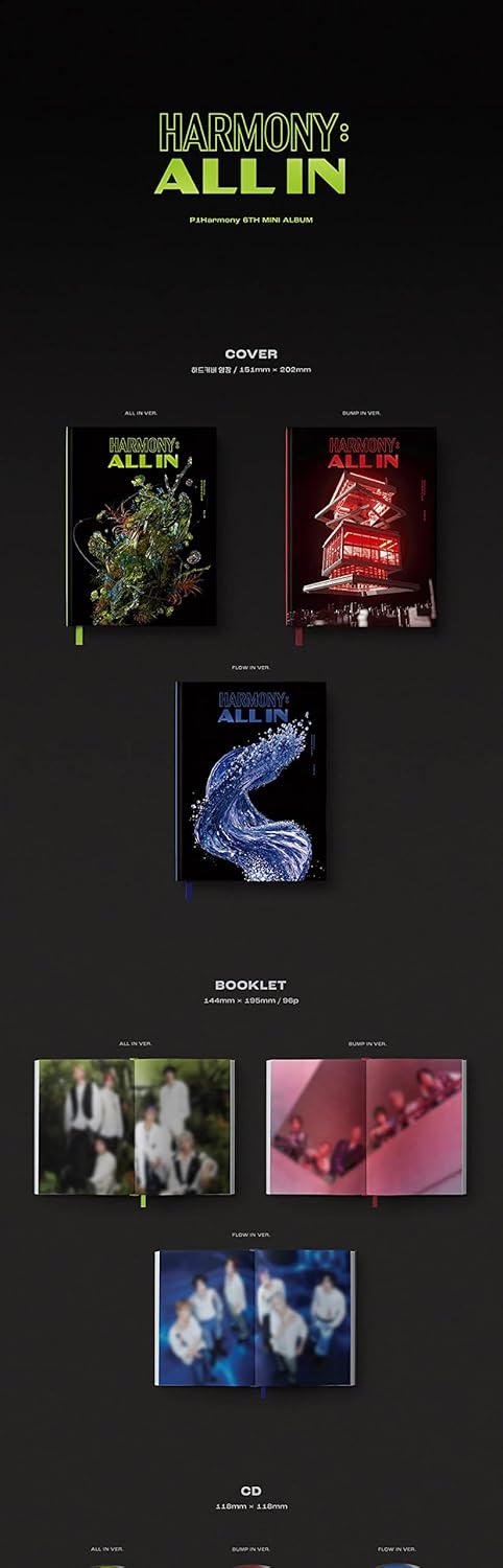 P1Harmony Harmony All in 6th Mini Album 3 Versión SET CD+96p Booklet+1p Stand PhotoCard+1ea Logo Tag+1ea Photo Stamp+1p Special PhotoCard+1p Selfie
