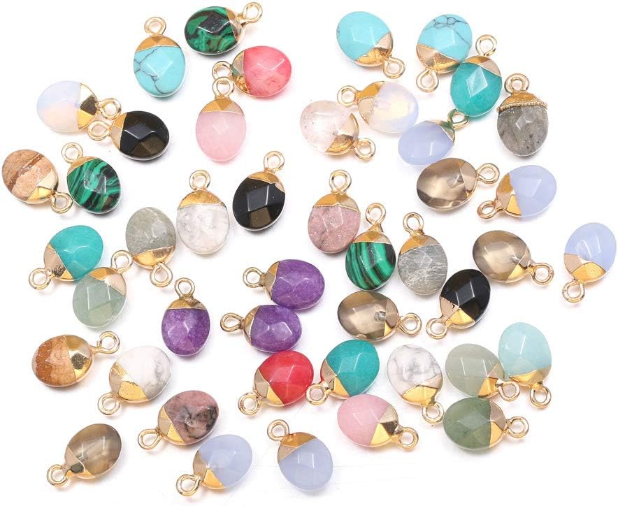 10 dijes de piedra semipreciosa natural, de 0.315 x 0.512 in para hacer joyas, jade turquesa, ágata de cristal de cuarzo, pulsera, collar, hallazgos