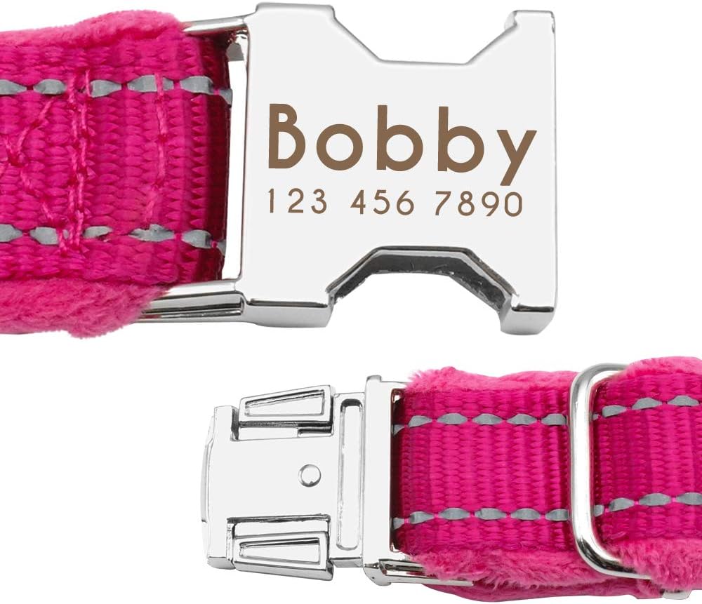Didog Juego de collar y correa para perro personalizado y suave con relleno de franela, collar reflectante grabado con correas de 4 pies para perros