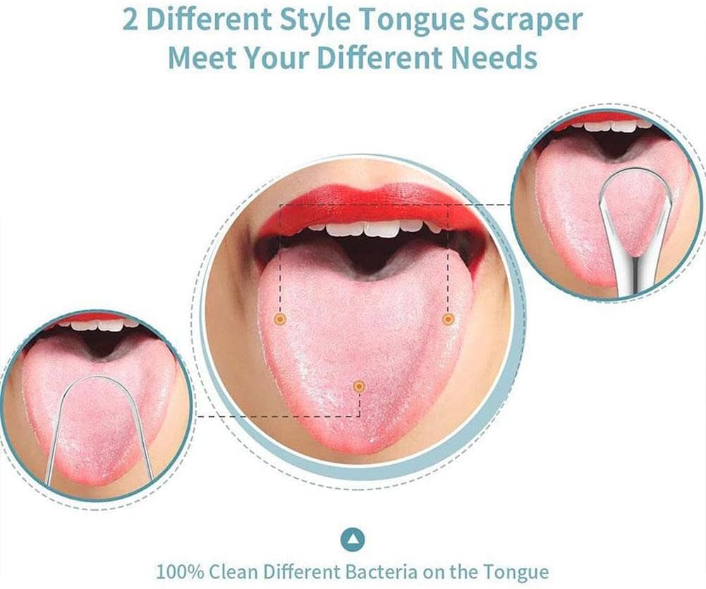 Cepillos limpiadores de lengua, raspador de lengua, raspadores de lengua de acero inoxidable, raspador de lengua portátil que reduce el mal aliento