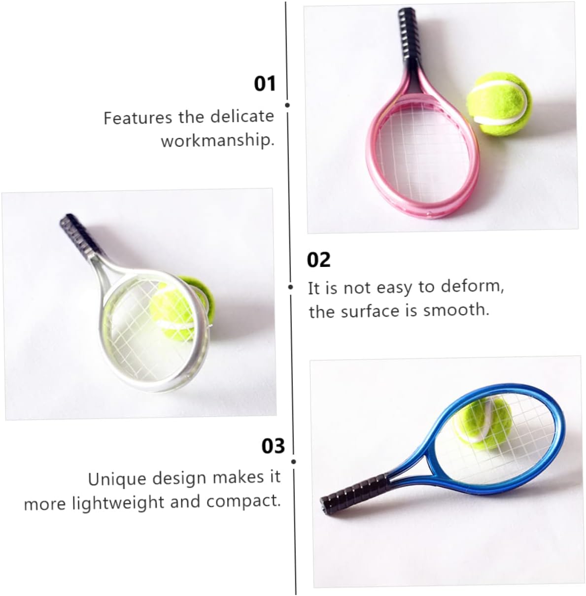 Abaodam 1 juego de raqueta de tenis de tenis en miniatura miniaturas decoración mini raquetas de tenis de plástico modelos de tenis en miniatura,