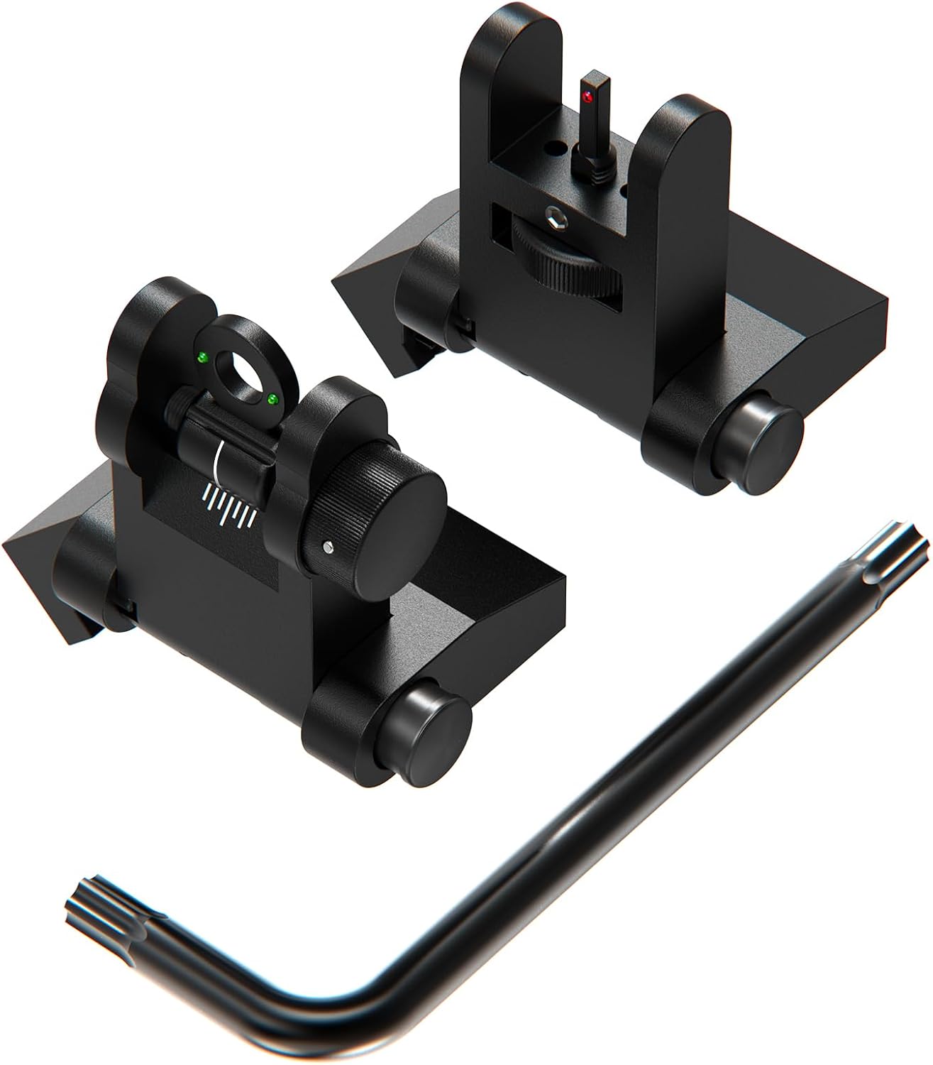 Feyachi 45 Degree Offset Iron Scopes Flip Up Fiber Optics BUIS Rapid Transition Backup Front and Rear Iron Scope Set