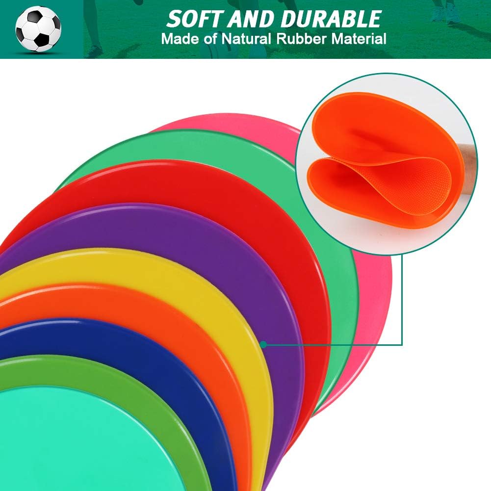 Spot Markers 9inch 10inch 18pcs 27pcs Rubber Agility Dots Flat Cones Non Slip Sports Dots Floor Spots Agility Markers for Kids Soccer Basketball