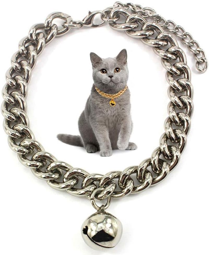 Perro pequeño con campana de moda prémium para bulldog francés, cachorro, gato, accesorio para mascotas, cadena para perro, collar de oro para